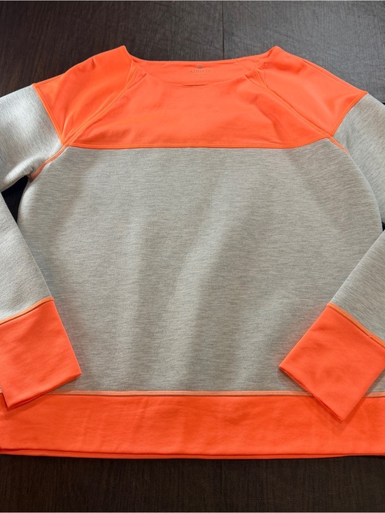 Athleta Tops - Athleta Fuse Sweatshirt Bright Orange Logo Performance Top Thumbholes Sz L